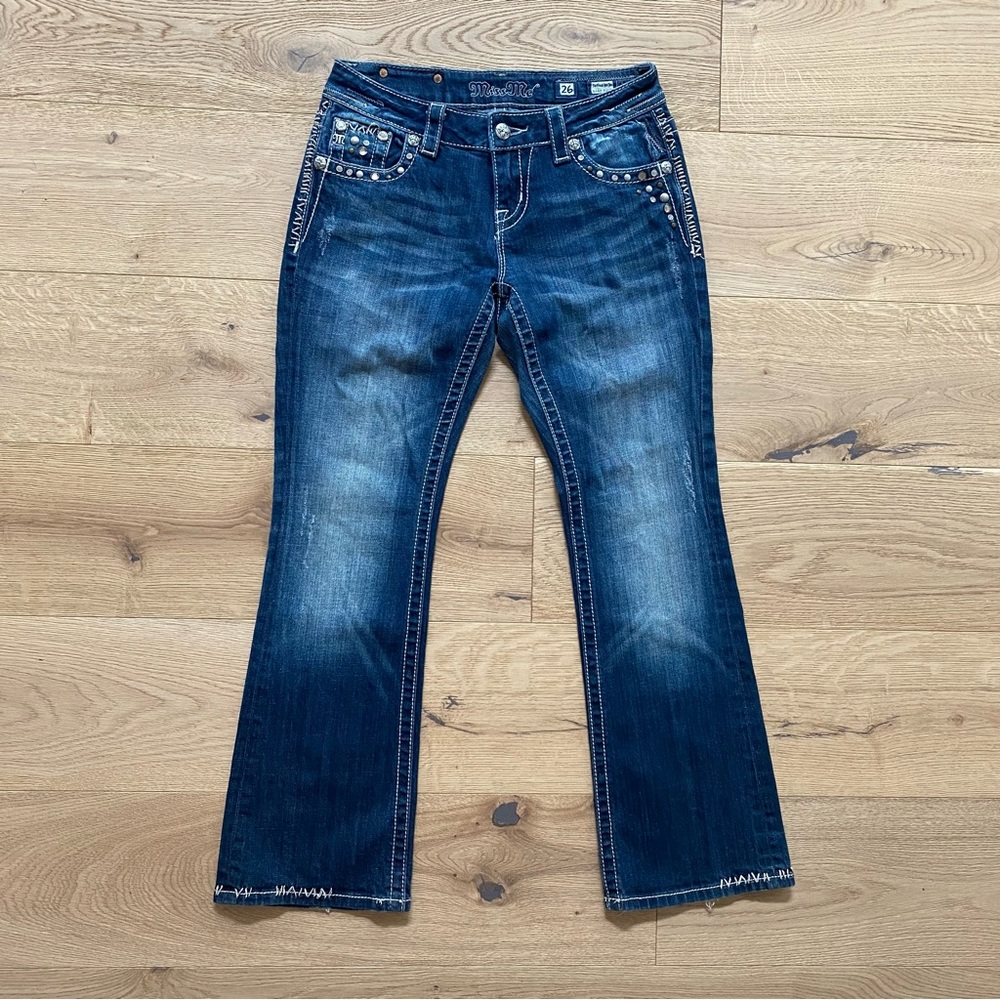 Miss Me Y2K Bling Distressed Flare Jeans